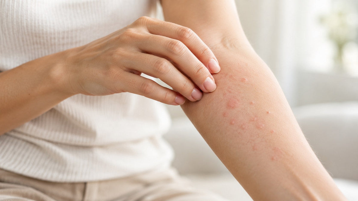 Urticaria: ronchas leves en la piel del antebrazo